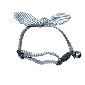 Gray & White Bow Collar for Small/Medium Pets NWOT